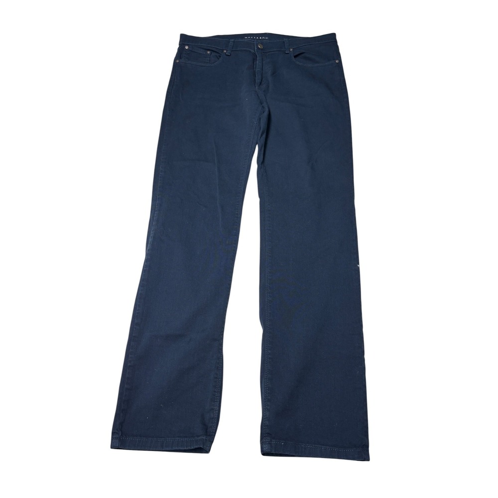 Mott & Bow Slim Fit Navy Blue Twill Pants Mens 35x34 Cotton Blend Stretch